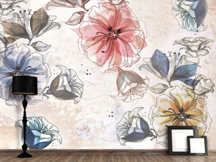 FLOWERS - Washable vinyl wallpaper _ Carta da Parati Artistica